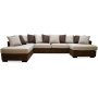 Delux U-sofa med ban ende venstre - Brun/Beige/Vintage