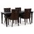 Paris spisegruppe sort bord med 4 stk Tuva stole i brun PU med baghndtag