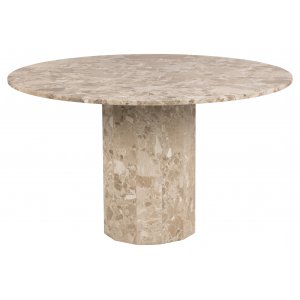 Pegani rundt spisebord 130 cm beige marmorsten
