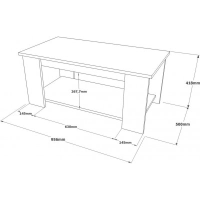 Luvio sofabord 15, 96x50 cm - Slv/antracit
