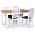 Fr spisebordsst; spisebord 140x90 cm - Hvid/olieret eg med 4 stk. Fr spisebordsstole med ribber i ryggen, sde i grt stof