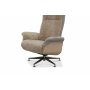 Ulla lnestol med fodskammel i freskind - Beige / Whitewash / Krom