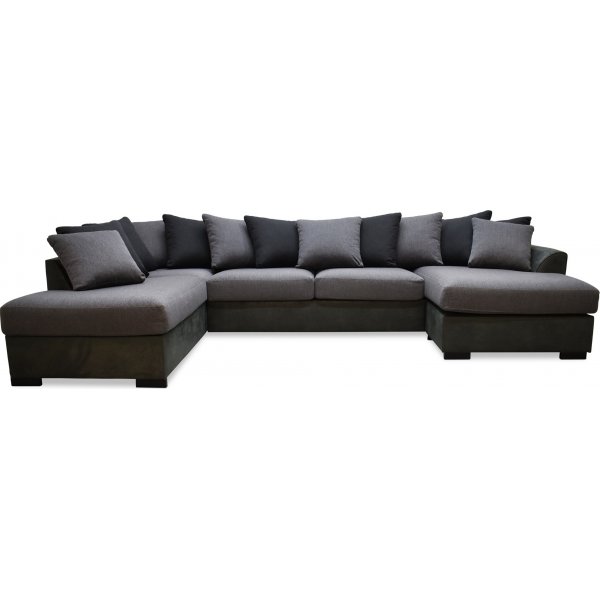 Delux U-sofa med bent ende venstre - Gr/Antracit/Vintage