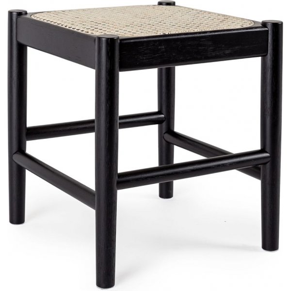 Tvilling skammel - Sort/rattan