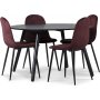 Rosvik spisegruppe, spisebord med 4 stk Carisma fljlstole - Bordeaux / Sort