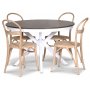 Skagen spisebordsst; rundt spisebord 120 cm - Hvid/brunbejdset eg med 4 stk. Danderyd No.16 stole Whitewash