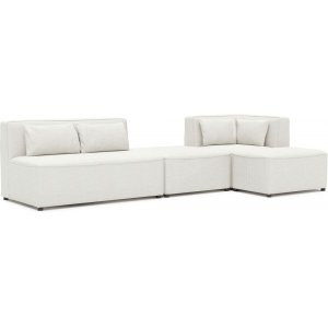 Modular opbyggelig 4-personers sofa med puf - Natur