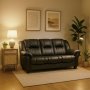 Sort PU 3-personers sofa - Rome