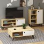Athena sofabord 90 x 60 cm - Safir/eg/hvid