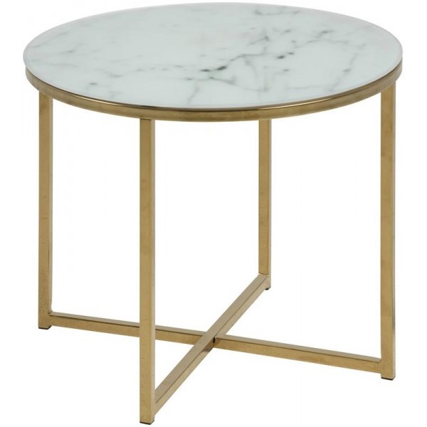 Jos rundt hjrnebord 50 - Messing / Marmoreret glas