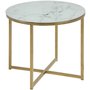 Jos rundt hjrnebord 50 - Messing / Marmoreret glas