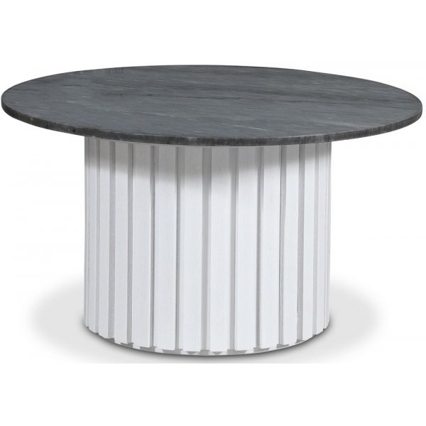Sumo Sofabord O85 - Hvidbejdset eg / Gr marmor