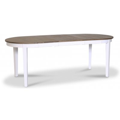 Skagen ovalt spisebord 160/210 x 90 cm - Hvid / Brunolieret eg