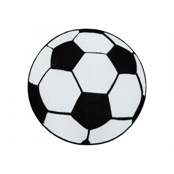Brnetppe Brigid fodbold - Sort / hvid - Rund 120 cm