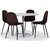 Seat spisegruppe, rundt spisebord med 4 Carisma fløjlsstole - Hvid / Bordeaux
