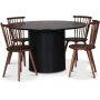 Nova spisebordsst, spisebord, der kan forlnges 130-170 cm inkl. 4 pindestole Castor - Sortbejdset eg