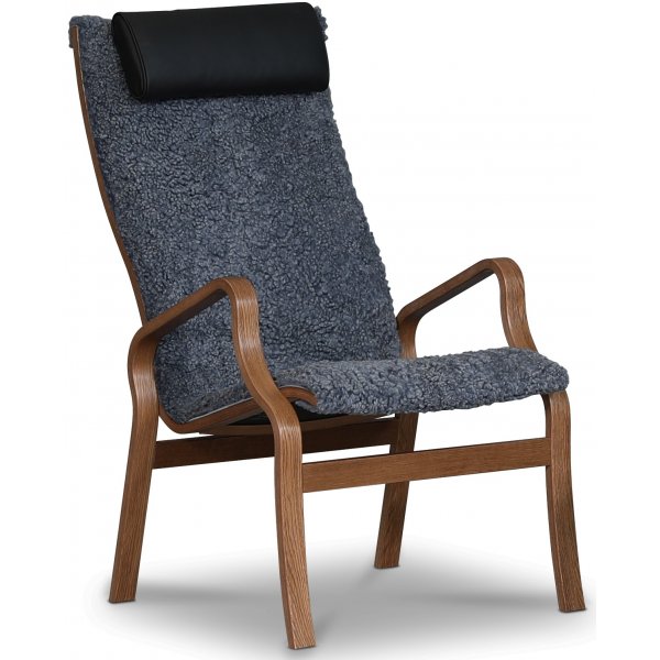 Lammet lnestol i freskind scandinavian grey - Brunbejdset eg