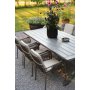 Oxford udendrs spisegruppe; grt bord 220 cm inkl. 6 Lincoln stabelbare stelstole gr/beige