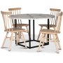 Sintorp spisebordsst, rundt spisebord 115 cm inkl. 4 hvidolierede Orust pindestole - Hvid marmor (Laminat)