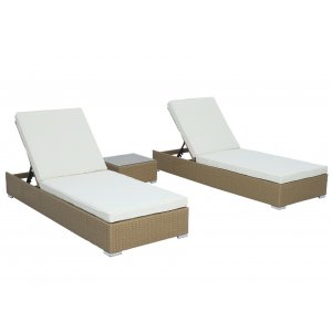 Solsenge 2 stk. med bord - Naturlig rotting Solsenge 2 stk. med bord - Naturlig rotting