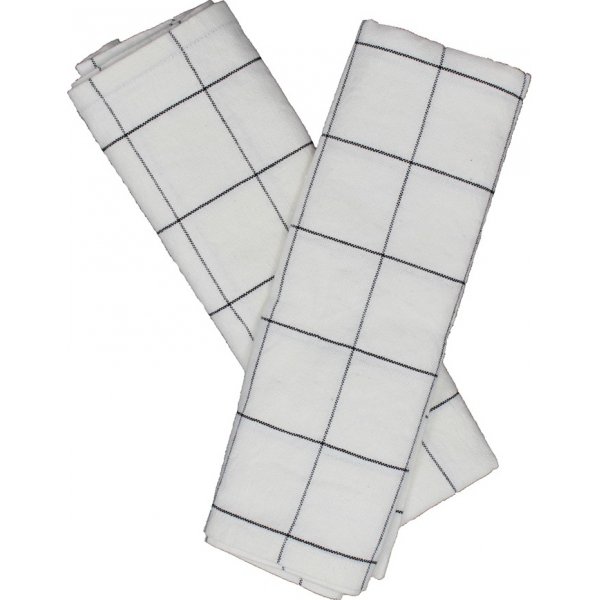 Line kkkenhndklde 2-pak, 50 x 70 cm - Hvid/Sort