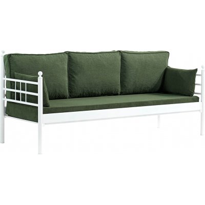 Manyas 3-personers udendrs sofa - Hvid/grn + Mbelplejest til tekstiler