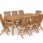 Spisest med 8 stole og spisebord 210 x 90 cm massiv teak - Salt