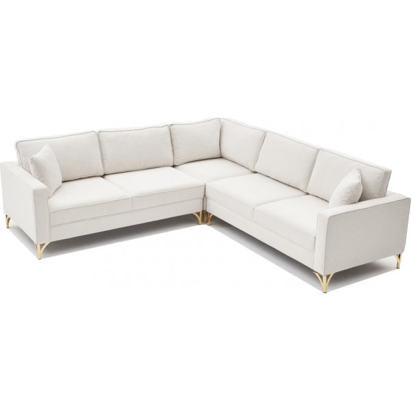 Berlin hjrnesofa - Creme hvid/guld