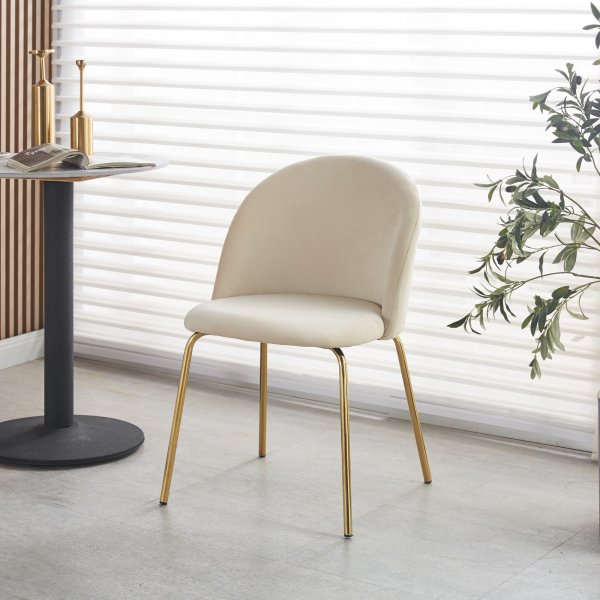 Giovani Velvet stol - Lys beige/messing + Tekstilrensning til mbler