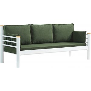 Kappis 3-personers udendrs sofa - Hvid/grn + Mbelplejest til tekstiler
