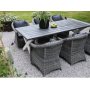 Oxford udendrs spisegruppe; gr/hvid bord 220 cm inkl. 6 Mercury lnestole gr syntetisk rattan