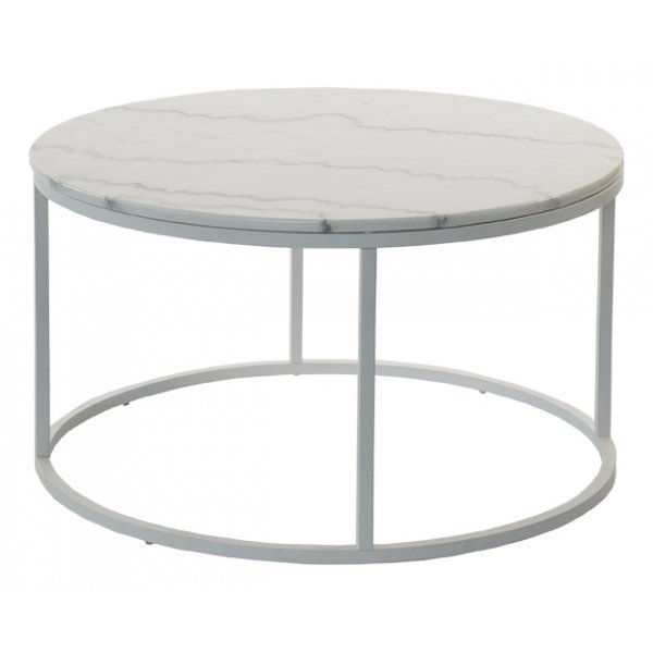 Accent sofabord rundt 85 - hvid marmor