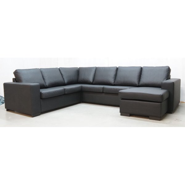 Solna XL U-sofa i bundet lder - Hjre