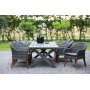 Oxford udendrs spisegruppe; grt bord 220 cm inkl. 6 Valetta lnestole gr syntetisk rattan