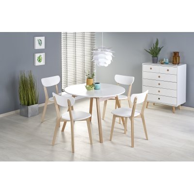 Caliss rundt udtrkkeligt hvidt bord 102 + 40 cm