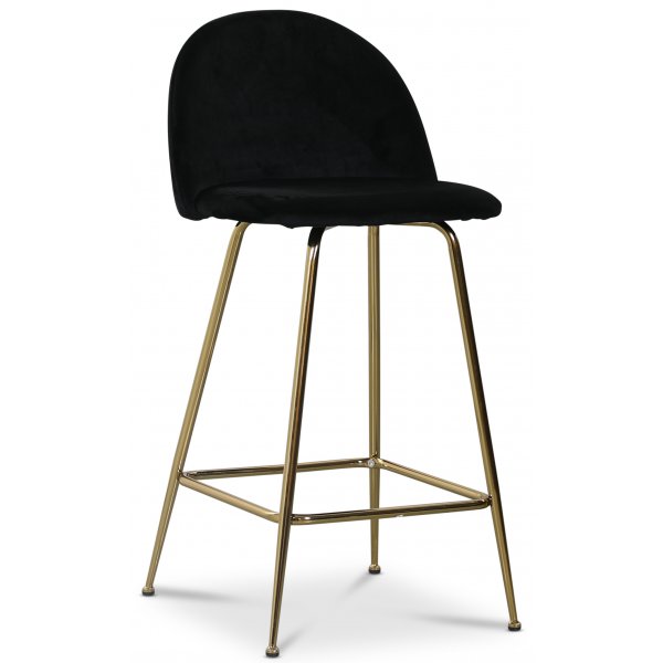 Art Velvet barstol - Sort fljl / Messing