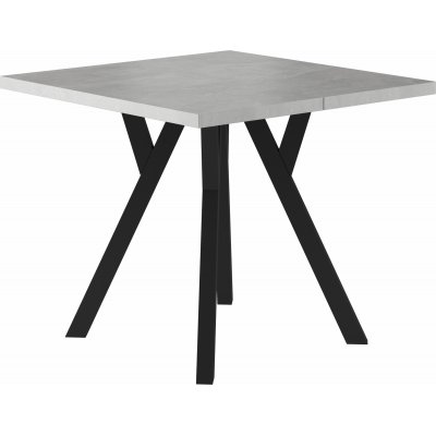 Merlin udtrkbart firkantet spisebord 90x90-240 cm - Beton/sort