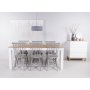 Dalar spisegruppe med knagestole - 180 cm bord hvid/eg med 6 gr knkstole