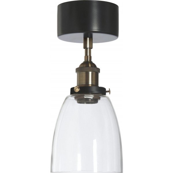Rock loftlampe - Klart glas/sort - 14 cm