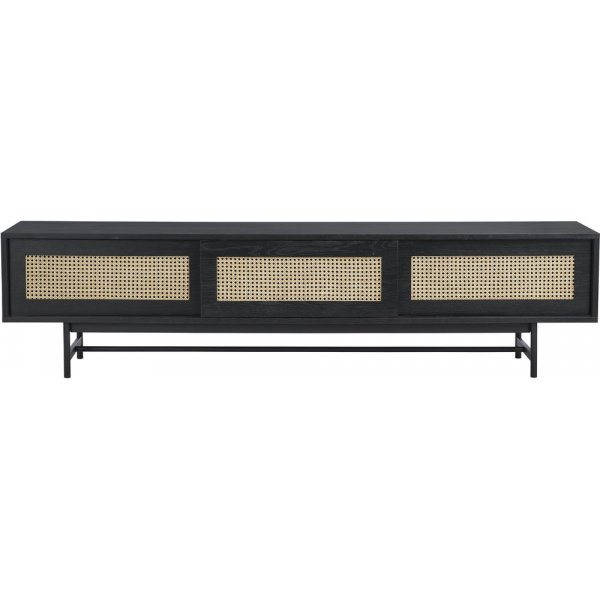 Othello mediebnk 200 cm - Sort/rattan