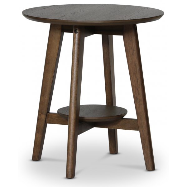 Bridge rundt sidebord med hylde 50 cm - Valnd