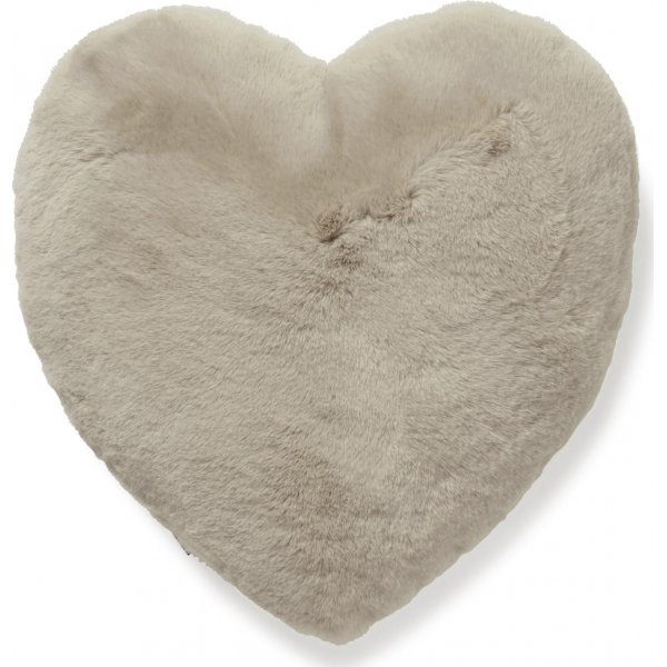 Fluffy hjerteformet pyntepude Taupe - 45 x 45 cm