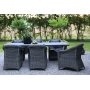 Oxford udendrs spisegruppe; gr/hvid bord 220 cm inkl. 6 Mercury lnestole gr syntetisk rattan