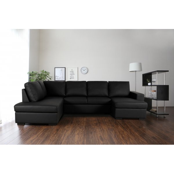 Solna U-sofa i sort PU A3D