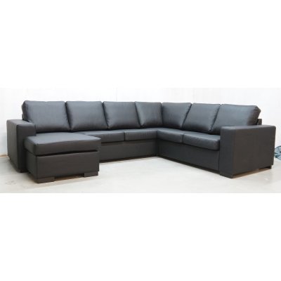 Solna XL U-sofa i bundet lder - Venstre + Pletfjerner til mbler