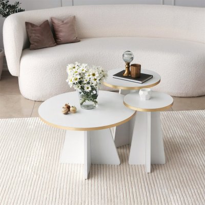 Sofabord med svampe 60 cm - Guld/hvid