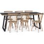 Edge 3.0 spisebordsst 190x90 cm inkl. 6 stk. hvidolierede pindestole Castor - Sort Hjtrykslaminat (HPL)