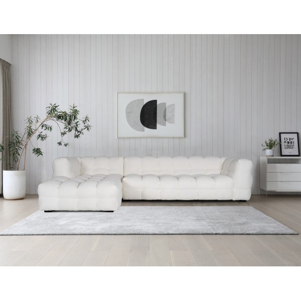 Divansofa off-white boucl 322 cm + Mbelfdder