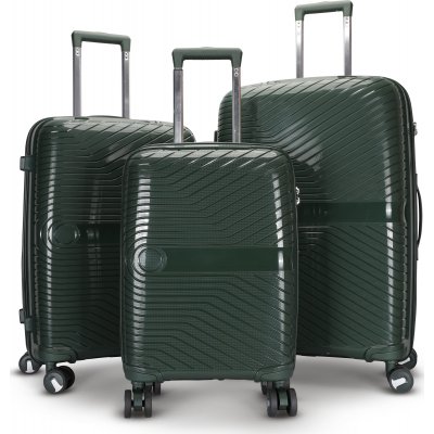 Oslo grn kuffert med kodels st med 3 hndbagagetasker