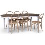 Skagen spisebordsst; spisebord 160/210x90 cm - Hvid / brunolieret eg med 6 stk. Danderyd No.16 stole Whitewash